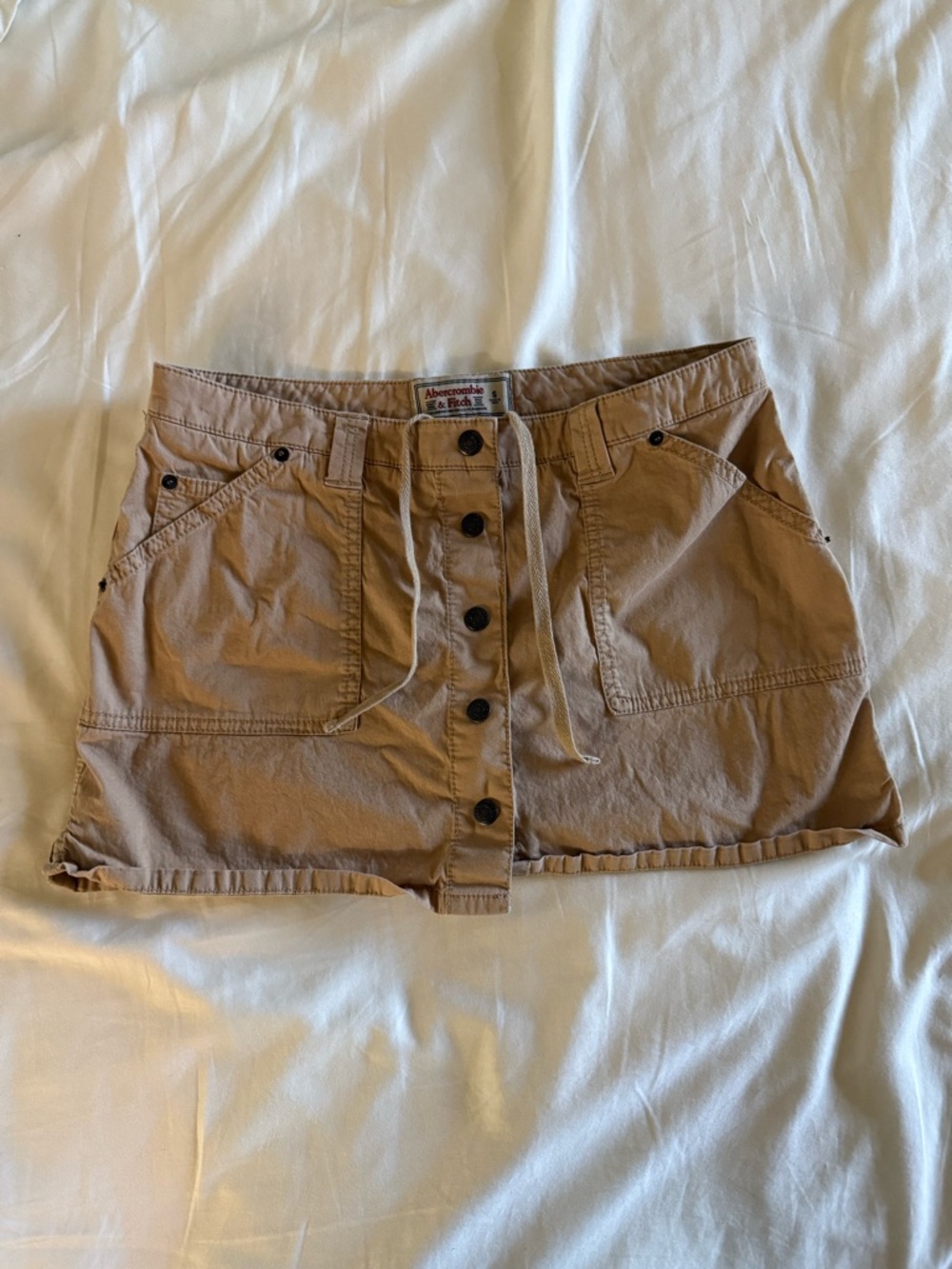 Abercrombie & Fitch Tan Drawstring Button Skirt